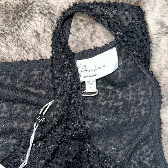 L’Academie see through cold shoulder long sleeve glitter blouse | Sz S, NWT - Picture 5 of 7